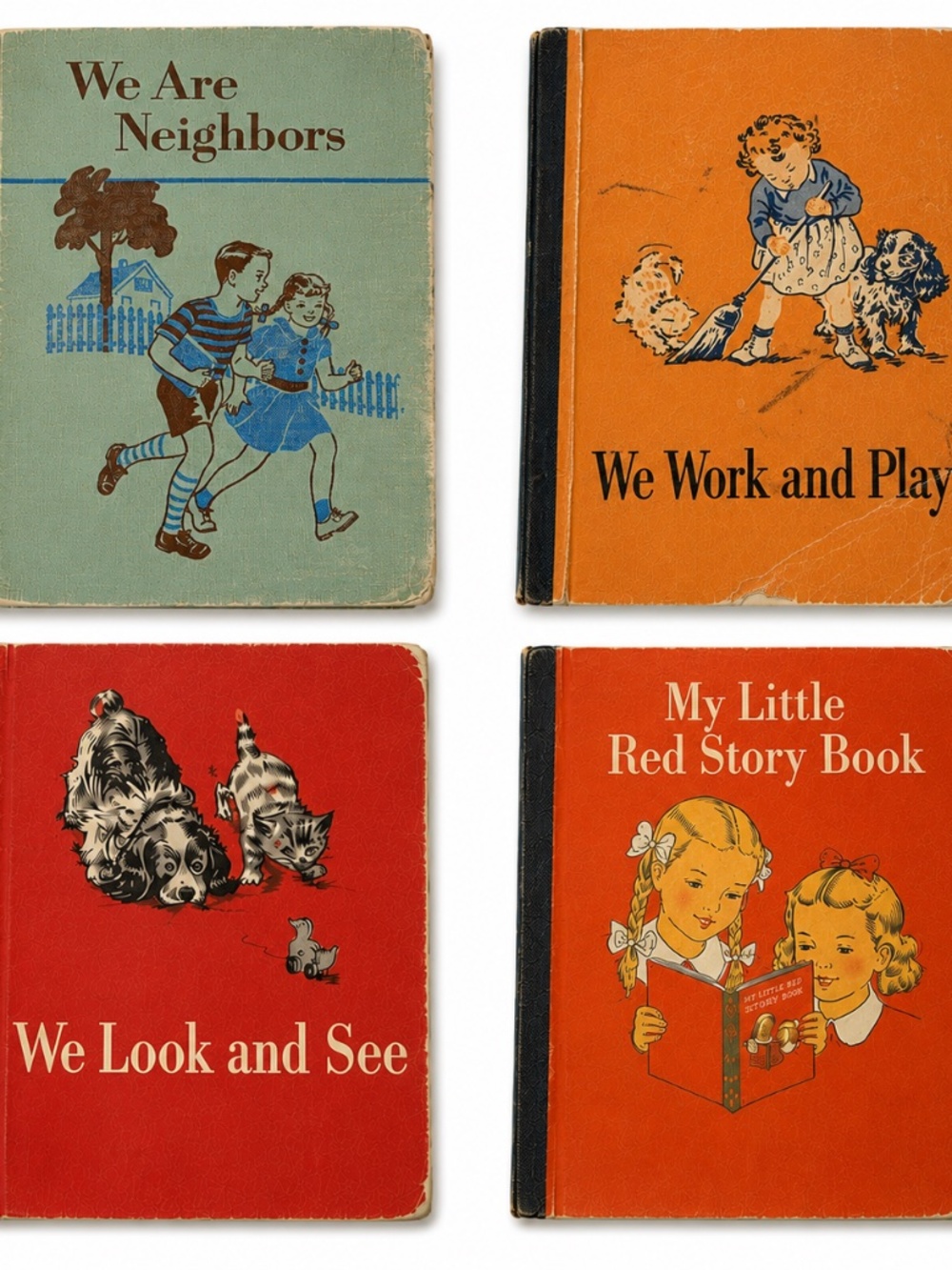 4 Vintage Readers Dick & Jane Era Ginn Scott Foresman 1940s & 50s  Ephemera